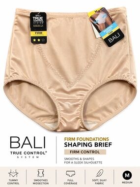 Bali True Control Firm Shaping Brief Nude Medium NWT Smooth Tummy Control